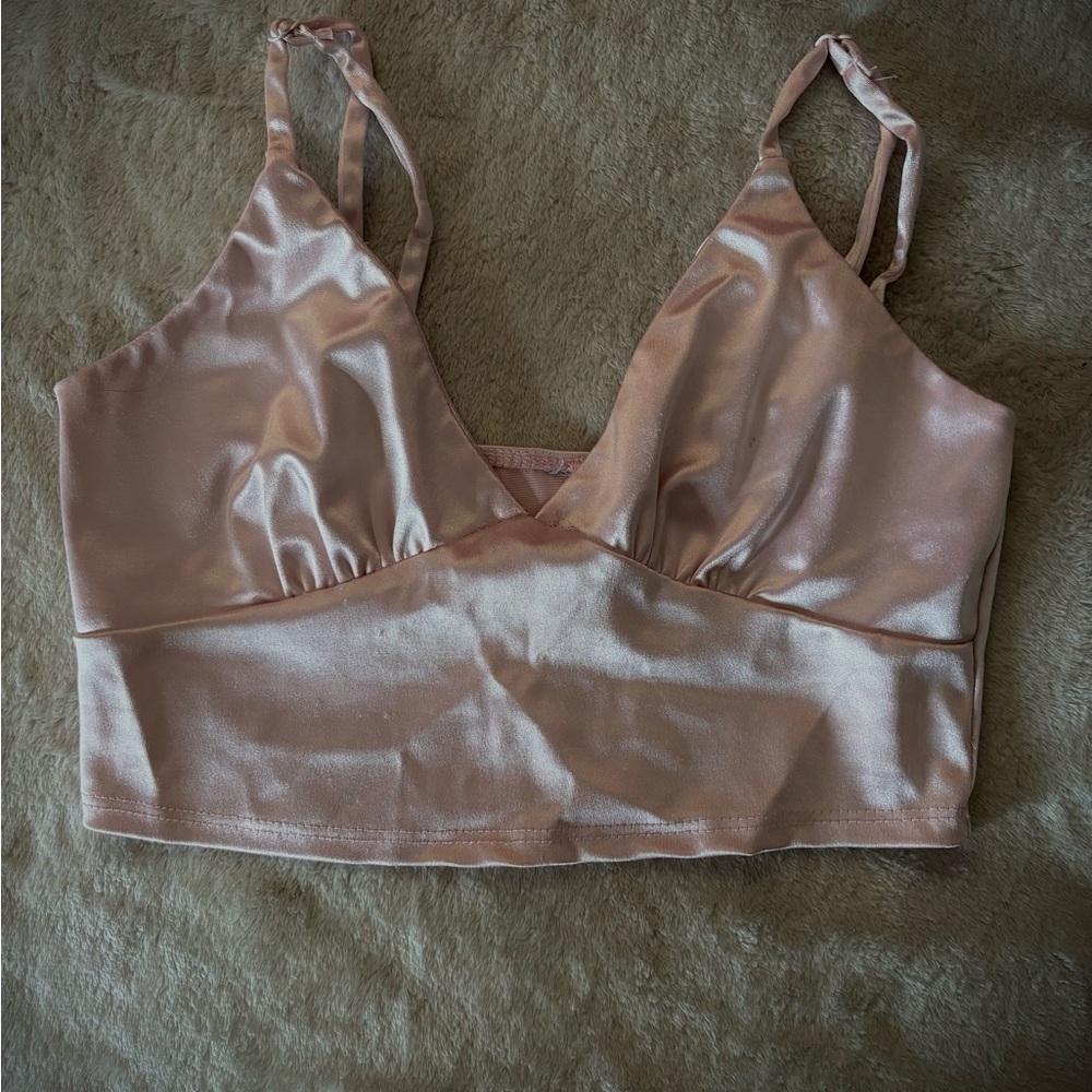 Elegant Pink Satin Bralette